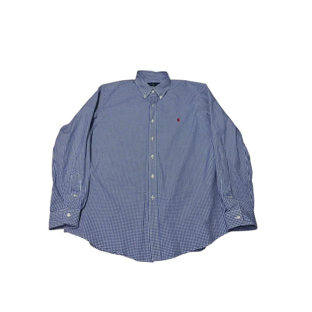 Polo Ralph Lauren Gingham Button‎ Down Shirt Red Pony Logo Blue White XL
